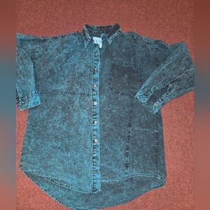 Vintage Frank Teal And Black Men's Medium Shirt With Flaws